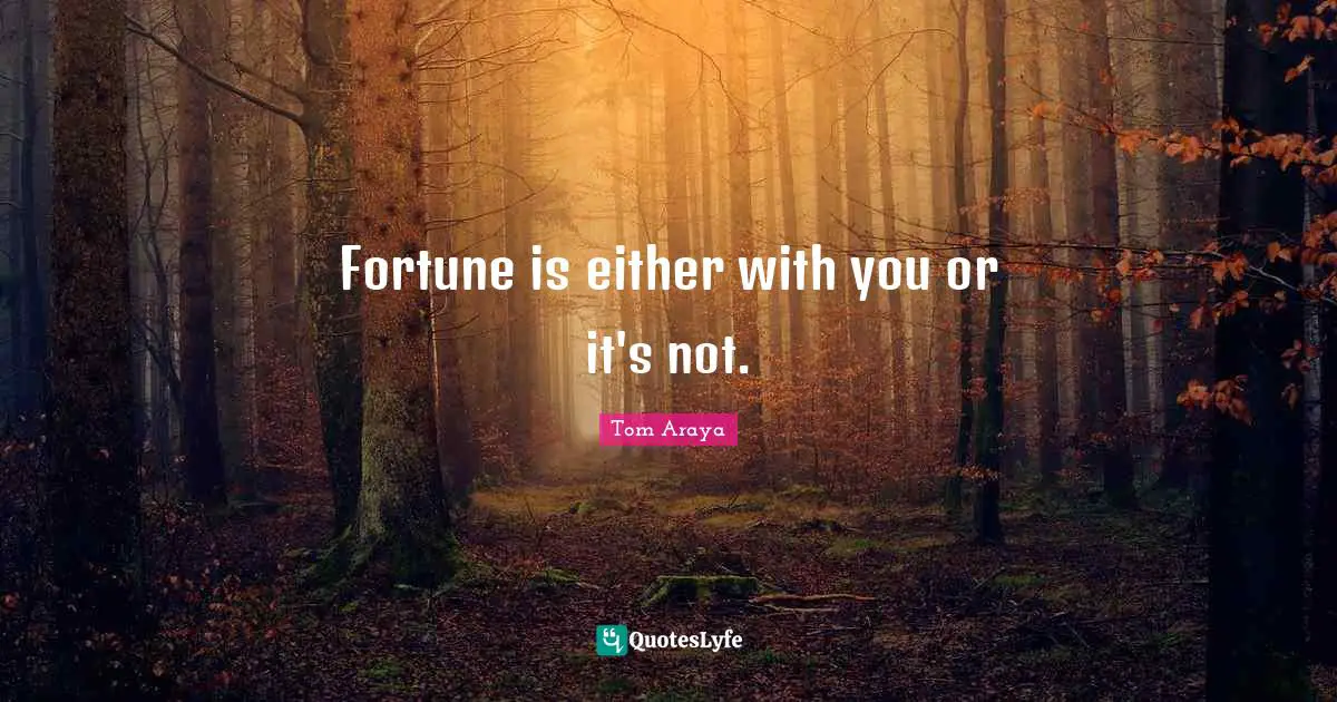 Fortune is either with you or it's not.