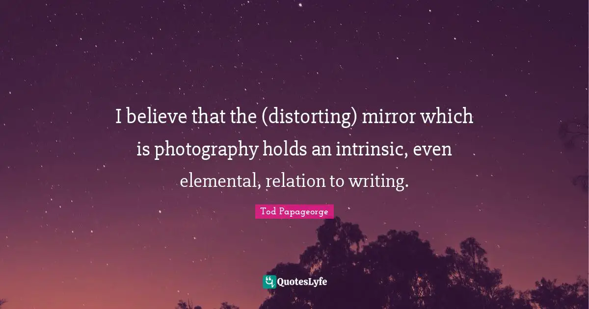 I believe that the (distorting) mirror which is photography holds an intrinsic, even elemental, relation to writing.