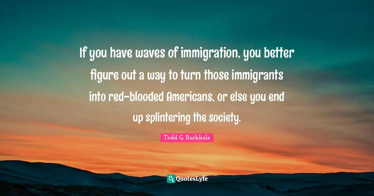 If you have waves of immigration, you better figure out a way to turn those immigrants into red-blooded Americans, or else you end up splintering the society.