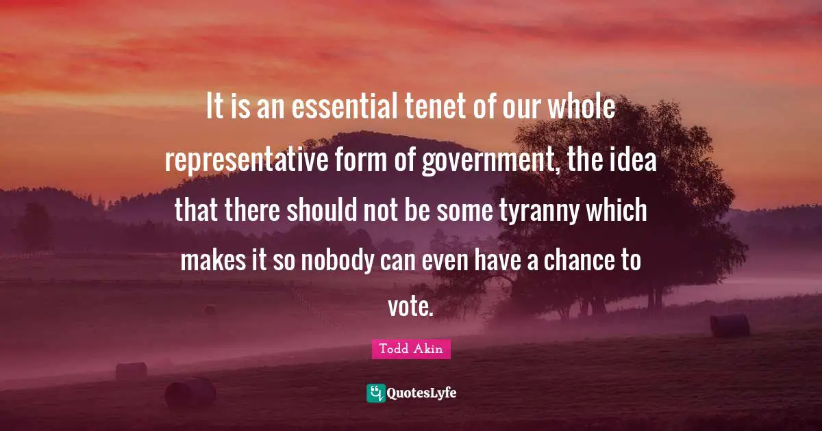 It is an essential tenet of our whole representative form of government, the idea that there should not be some tyranny which makes it so nobody can even have a chance to vote.
