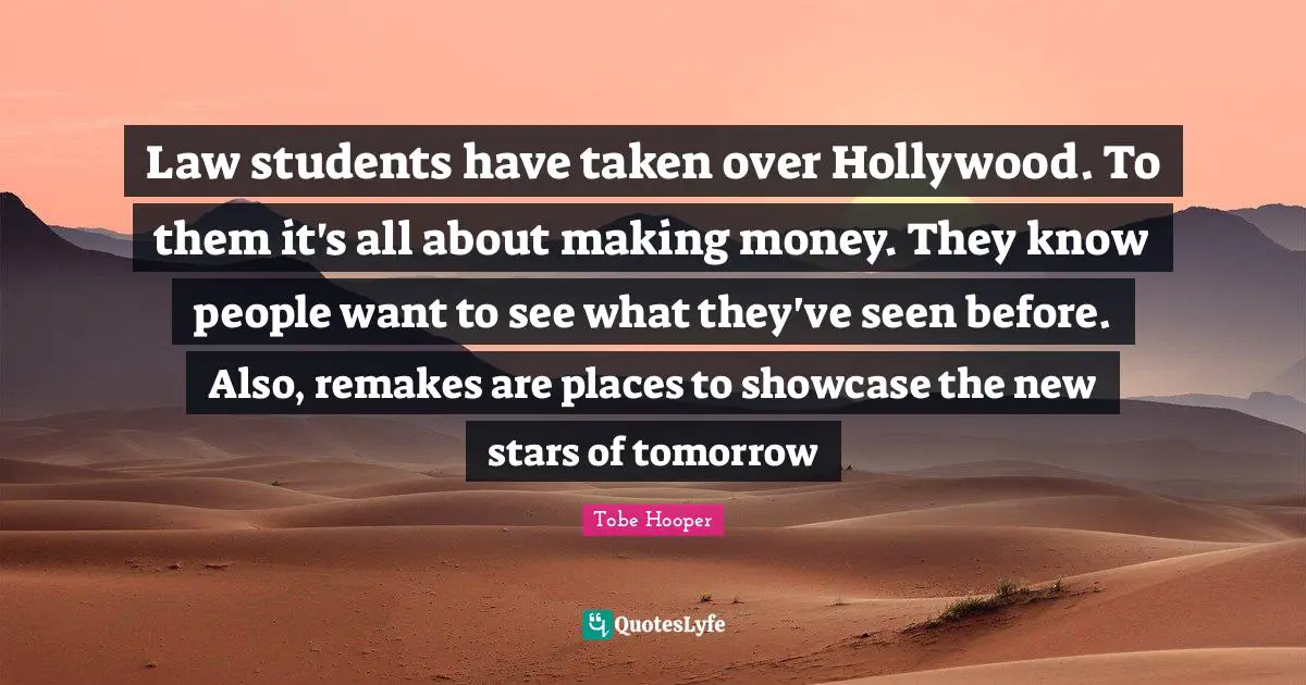 Law students have taken over Hollywood. To them it's all about making money. They know people want to see what they've seen before. Also, remakes are places to showcase the new stars of tomorrow
