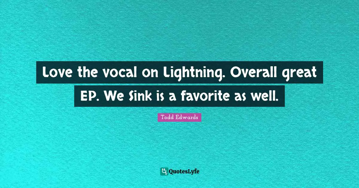 Love the vocal on Lightning. Overall great EP. We Sink is a favorite as well.