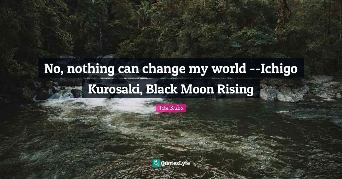 No, nothing can change my world --Ichigo Kurosaki, Black Moon Rising