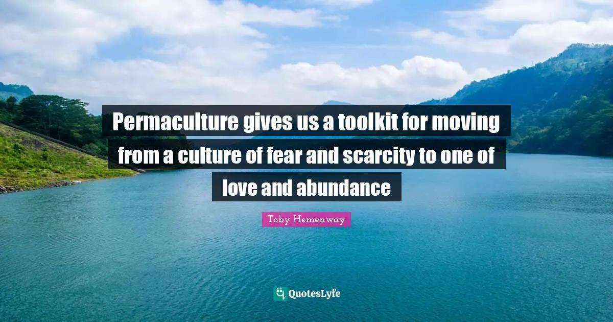 Permaculture gives us a toolkit for moving from a culture of fear and scarcity to one of love and abundance