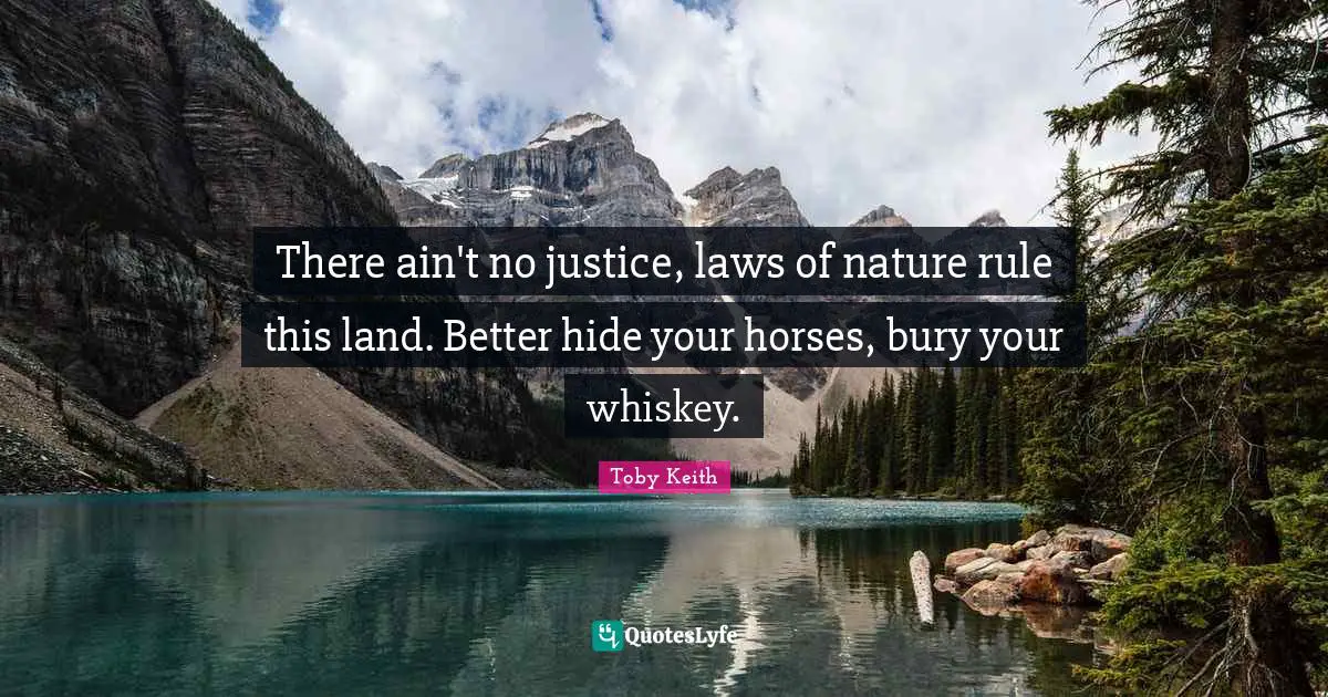 There ain't no justice, laws of nature rule this land. Better hide your horses, bury your whiskey.