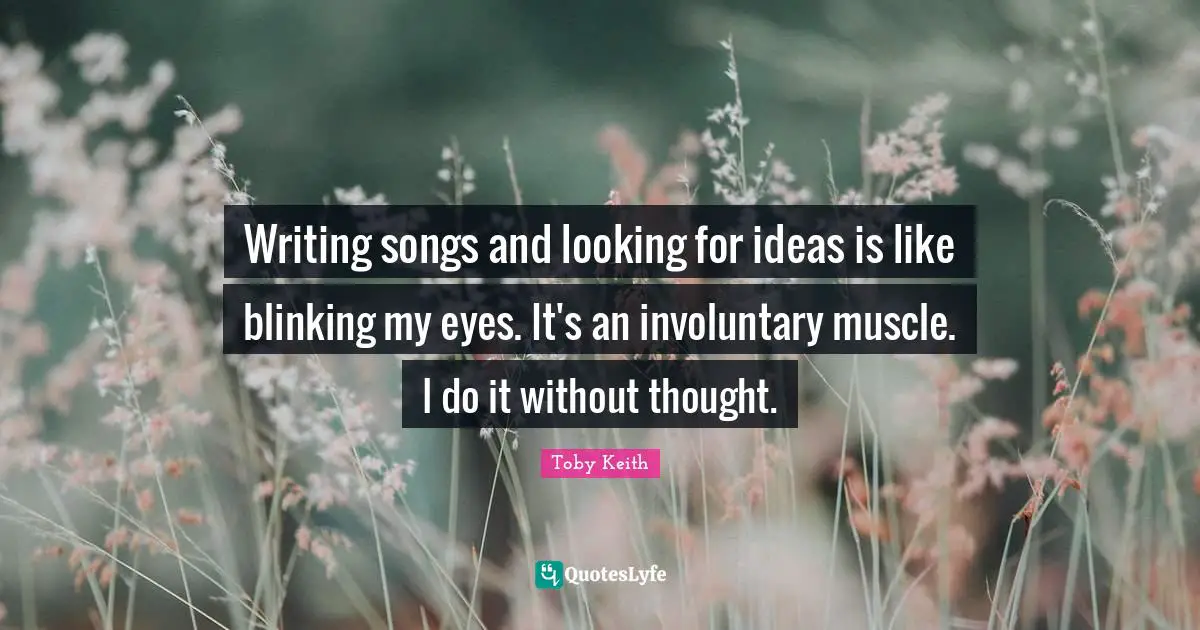 Writing songs and looking for ideas is like blinking my eyes. It's an involuntary muscle. I do it without thought.