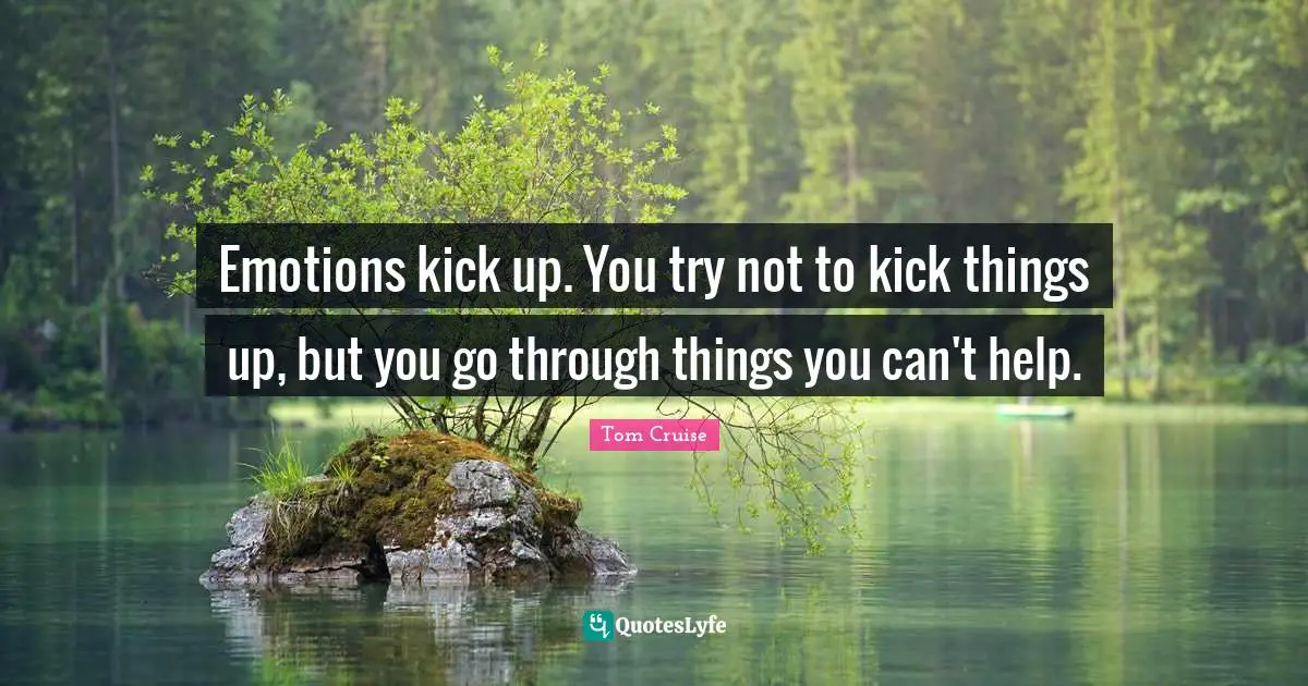 Emotions kick up. You try not to kick things up, but you go through things you can't help.