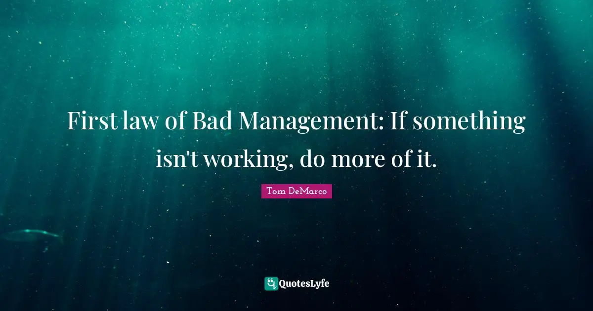 First law of Bad Management: If something isn't working, do more of it.