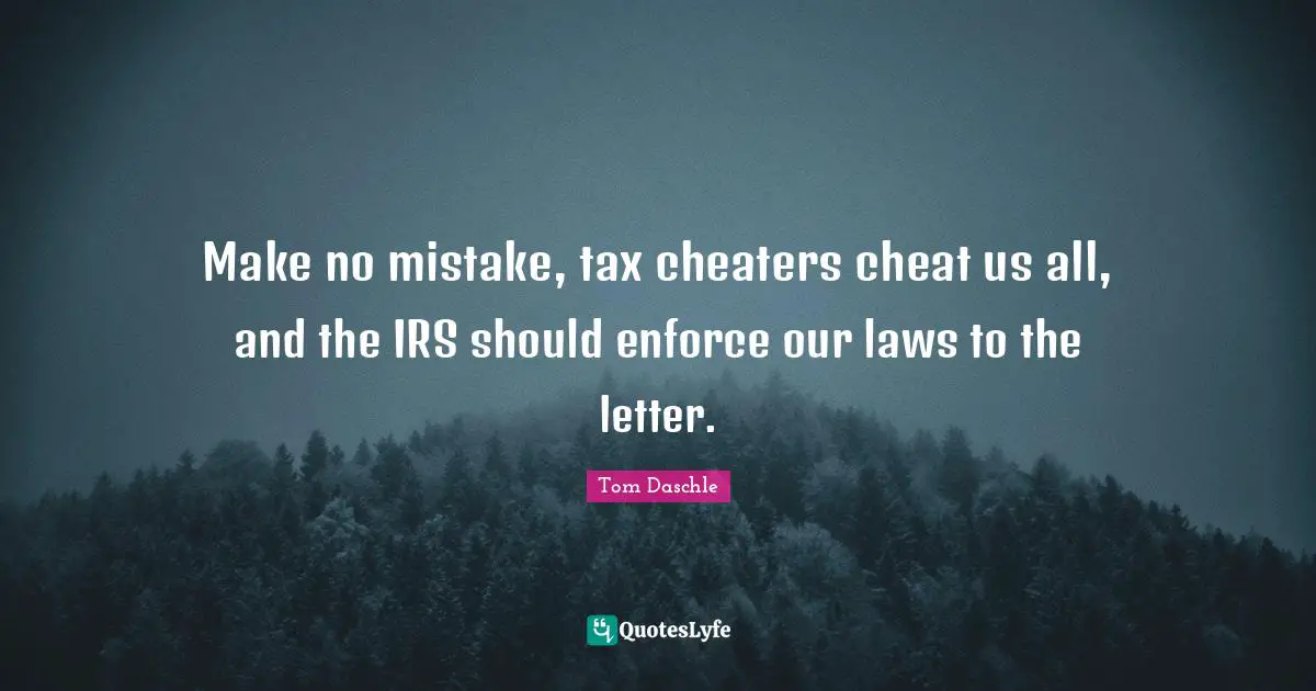 Make no mistake, tax cheaters cheat us all, and the IRS should enforce our laws to the letter.
