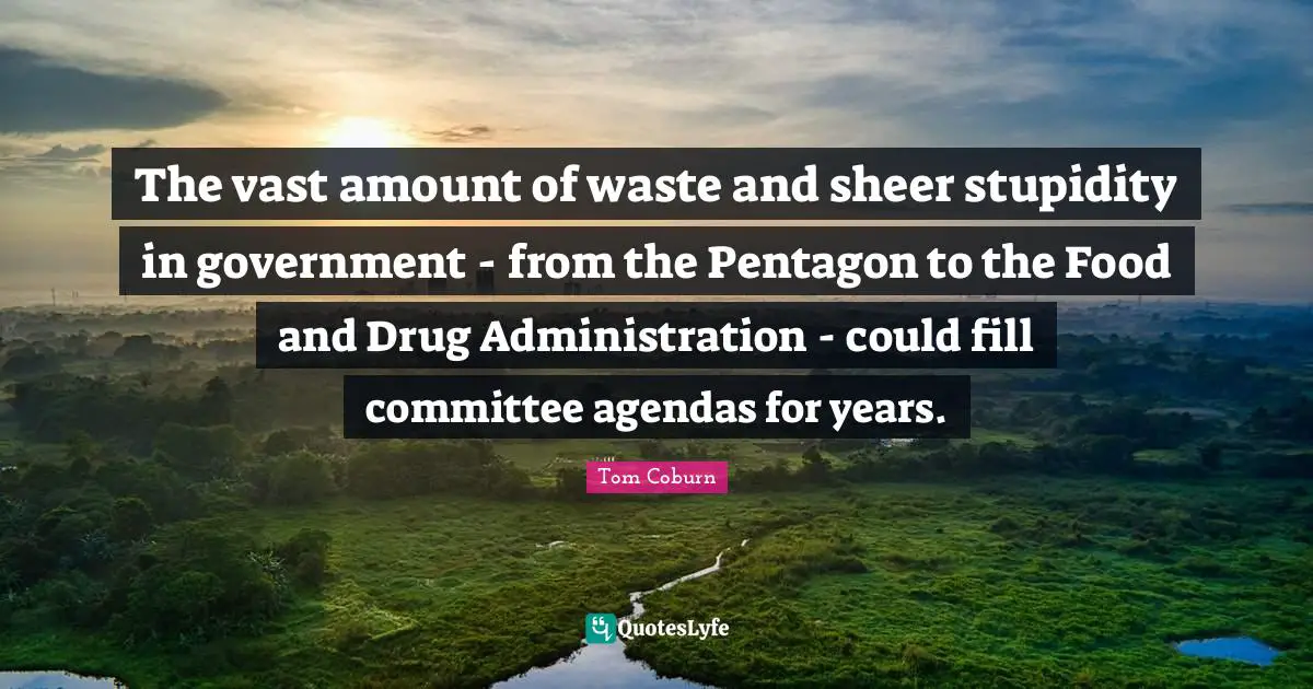 Sheer Quotes: "The vast amount of waste and sheer stupidity in government - from the Pentagon to the Food and Drug Administration - could fill committee agendas for years."