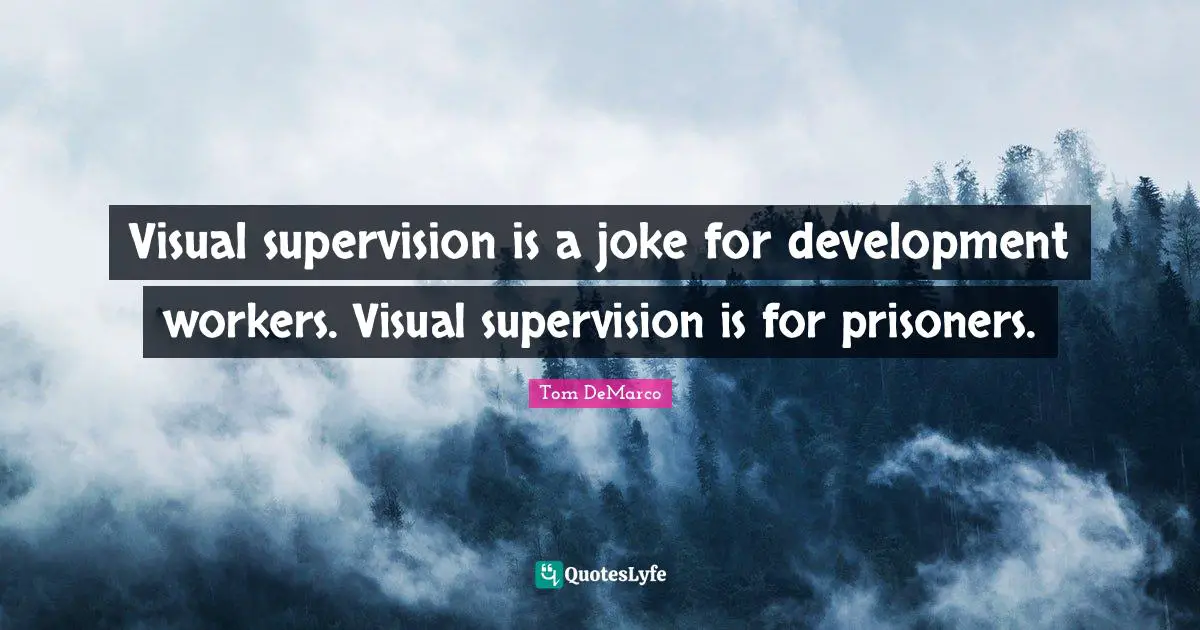 Supervision Quotes: "Visual supervision is a joke for development workers. Visual supervision is for prisoners."