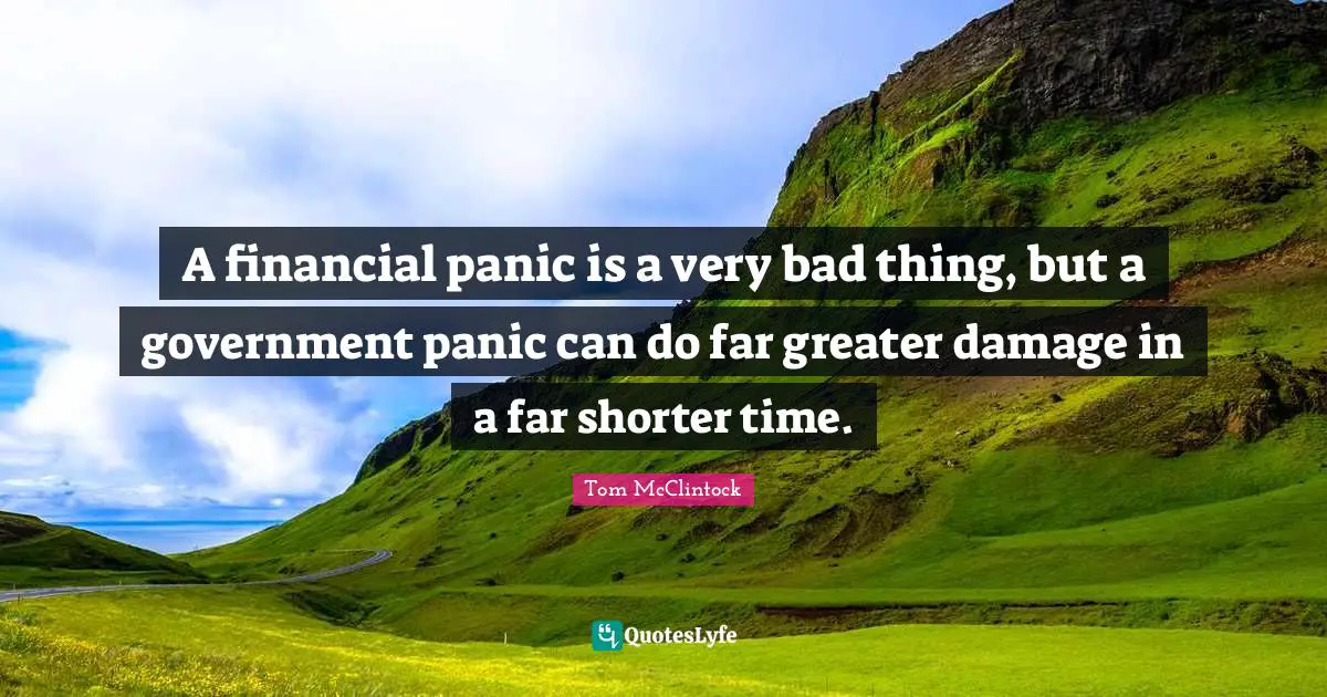 A financial panic is a very bad thing, but a government panic can do far greater damage in a far shorter time.
