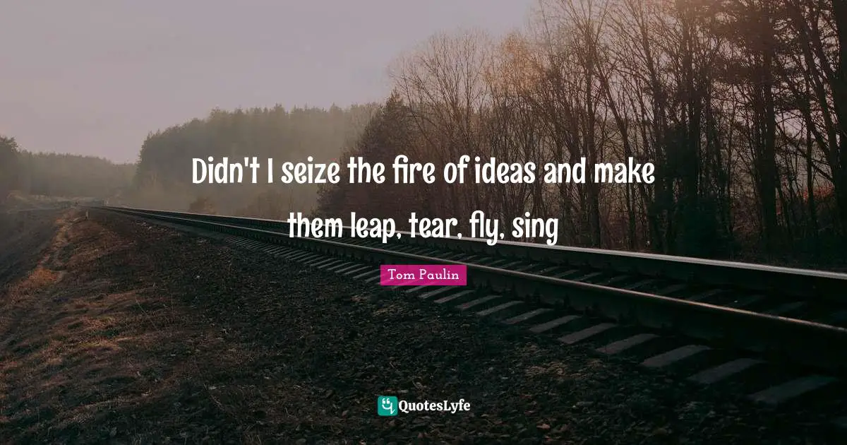 Didn't I seize the fire of ideas and make them leap, tear, fly, sing