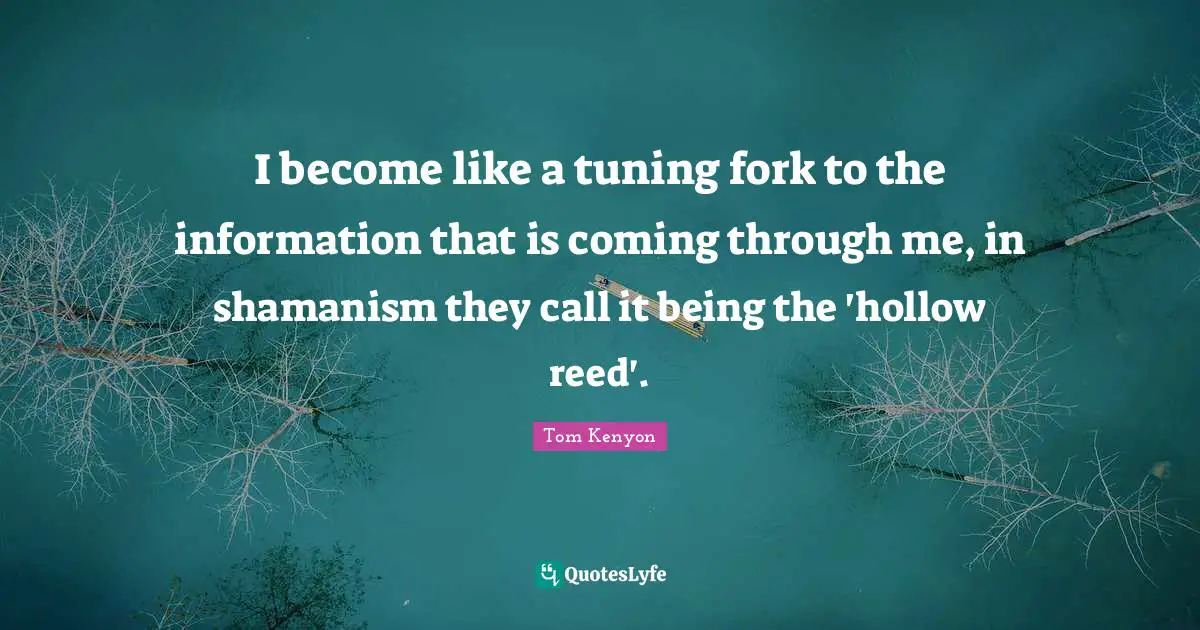 I become like a tuning fork to the information that is coming through me, in shamanism they call it being the 'hollow reed'.