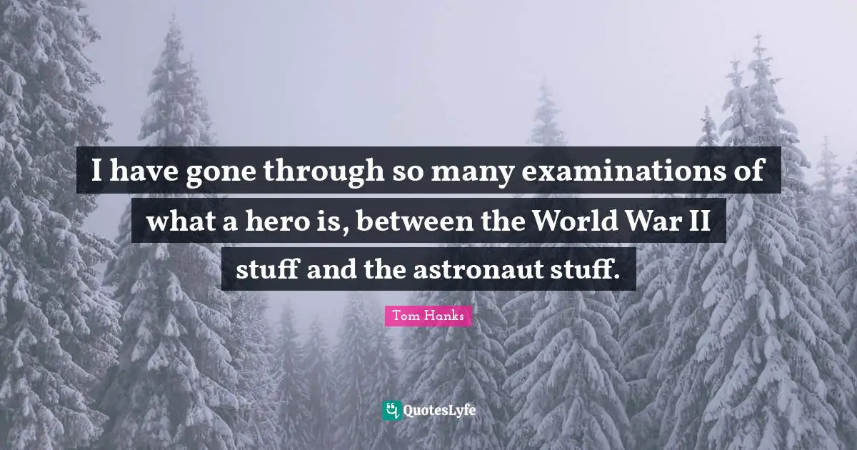 I have gone through so many examinations of what a hero is, between the World War II stuff and the astronaut stuff.