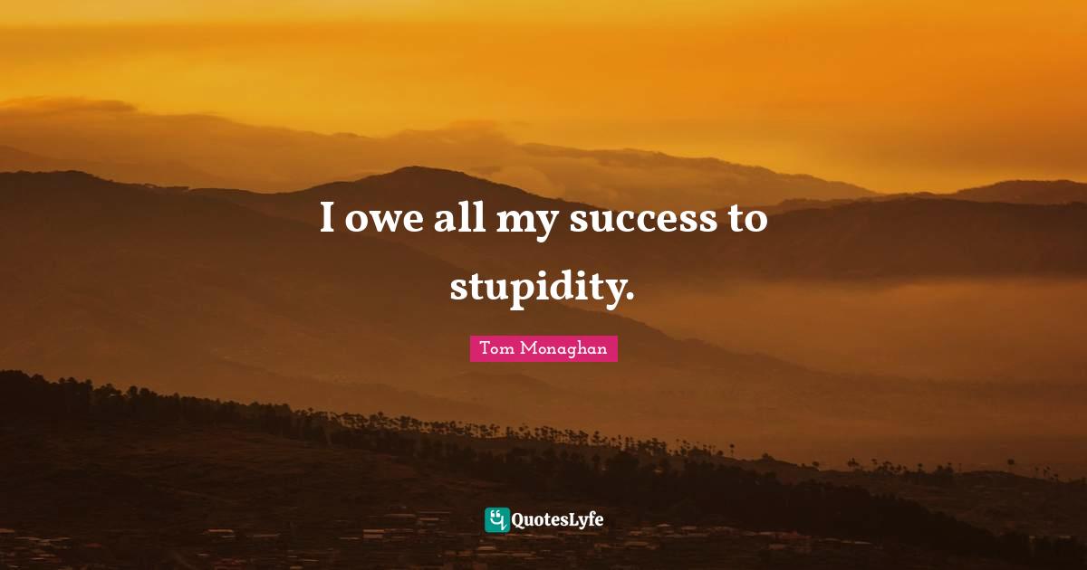 I owe all my success to stupidity.