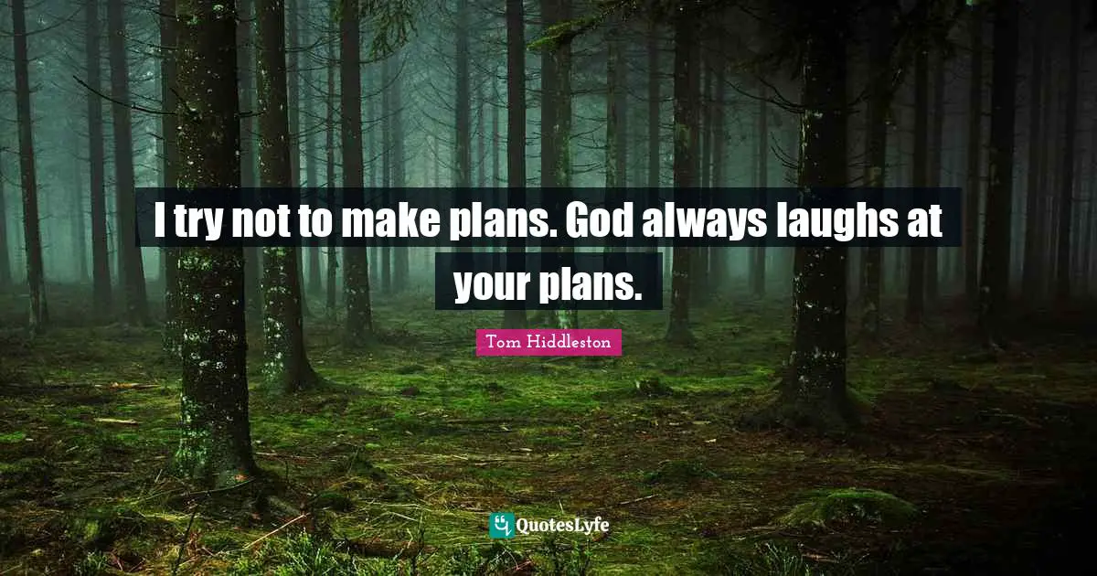I try not to make plans. God always laughs at your plans.