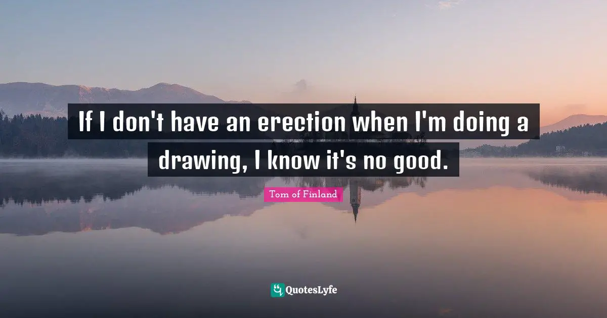 If I don't have an erection when I'm doing a drawing, I know it's no good.