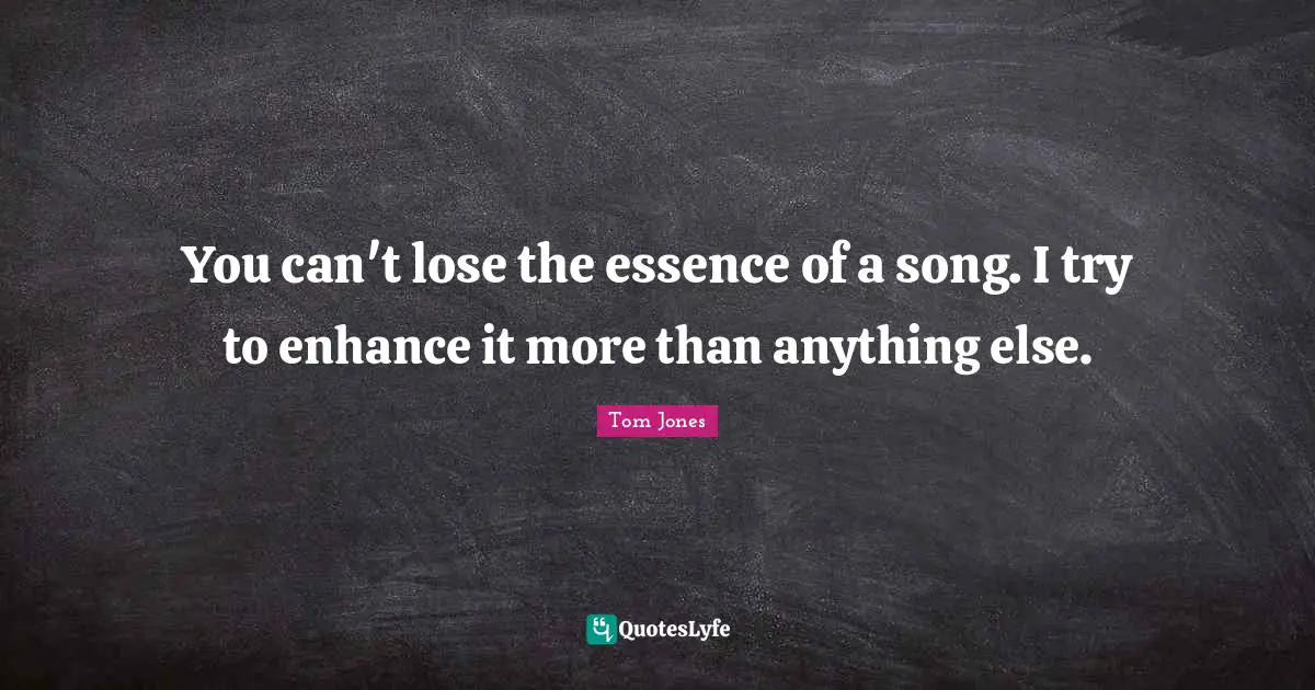 You can't lose the essence of a song. I try to enhance it more than anything else.