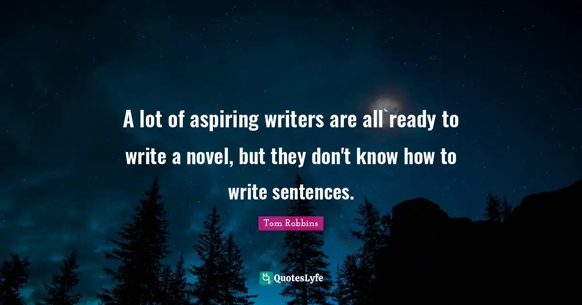 A lot of aspiring writers are all ready to write a novel, but they don't know how to write sentences.