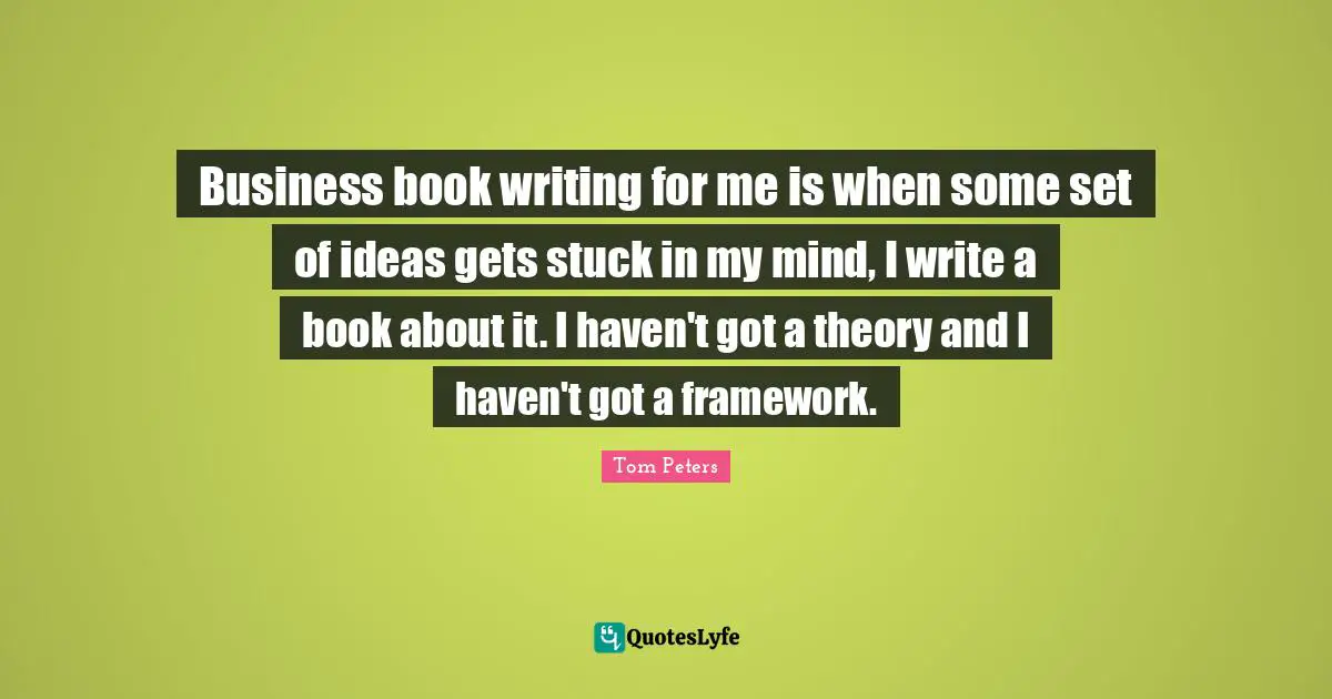 Business book writing for me is when some set of ideas gets stuck in my mind, I write a book about it. I haven't got a theory and I haven't got a framework.