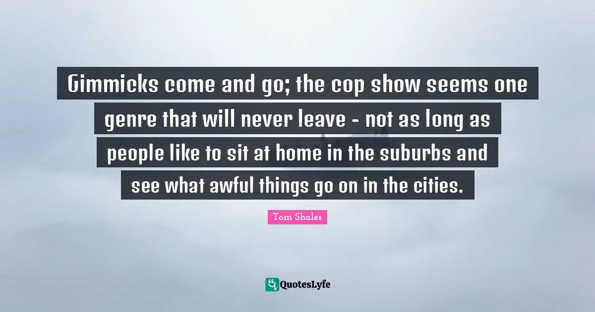Gimmicks come and go; the cop show seems one genre that will never leave - not as long as people like to sit at home in the suburbs and see what awful things go on in the cities.