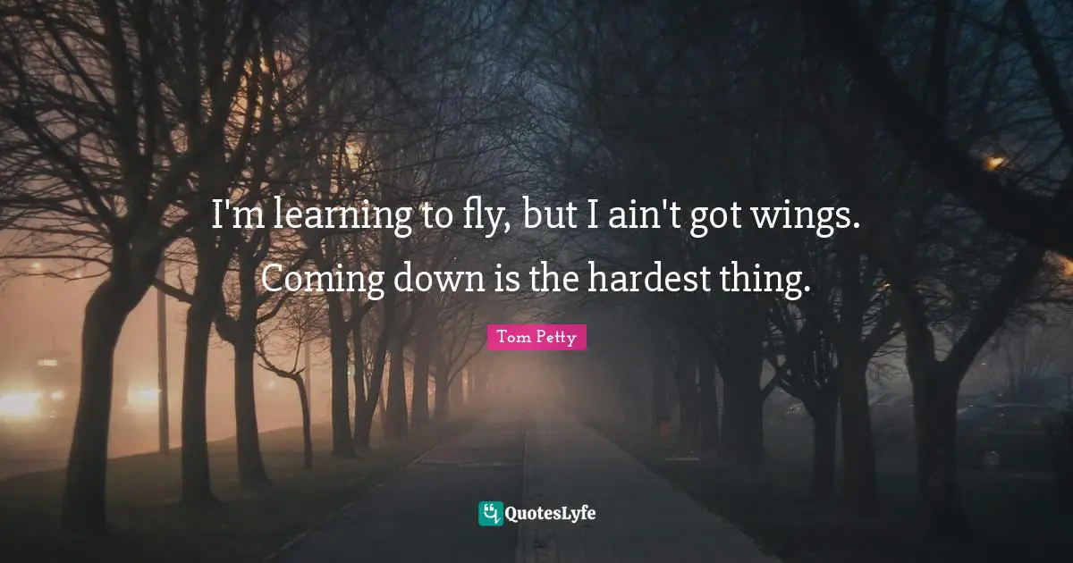 Tom Petty Quotes: "I'm learning to fly, but I ain't got wings. Coming down is the hardest thing."