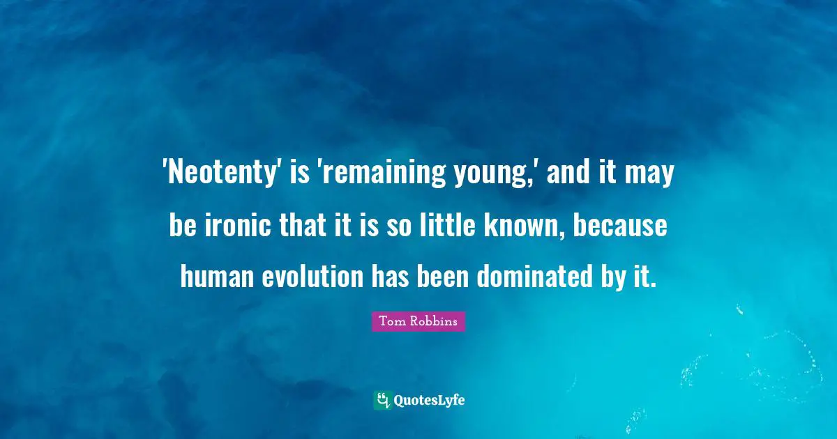 'Neotenty' is 'remaining young,' and it may be ironic that it is so little known, because human evolution has been dominated by it.