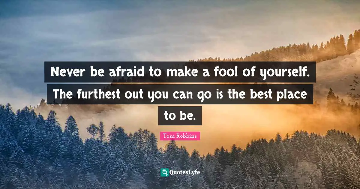 Never be afraid to make a fool of yourself. The furthest out you can go is the best place to be.