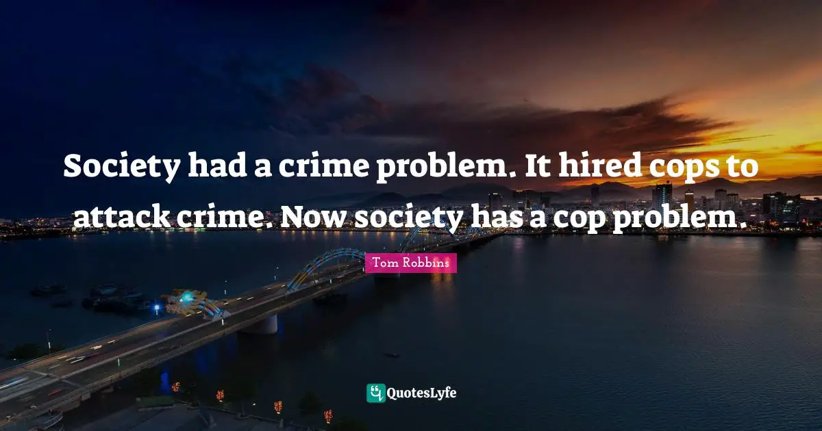 Society had a crime problem. It hired cops to attack crime. Now society has a cop problem.
