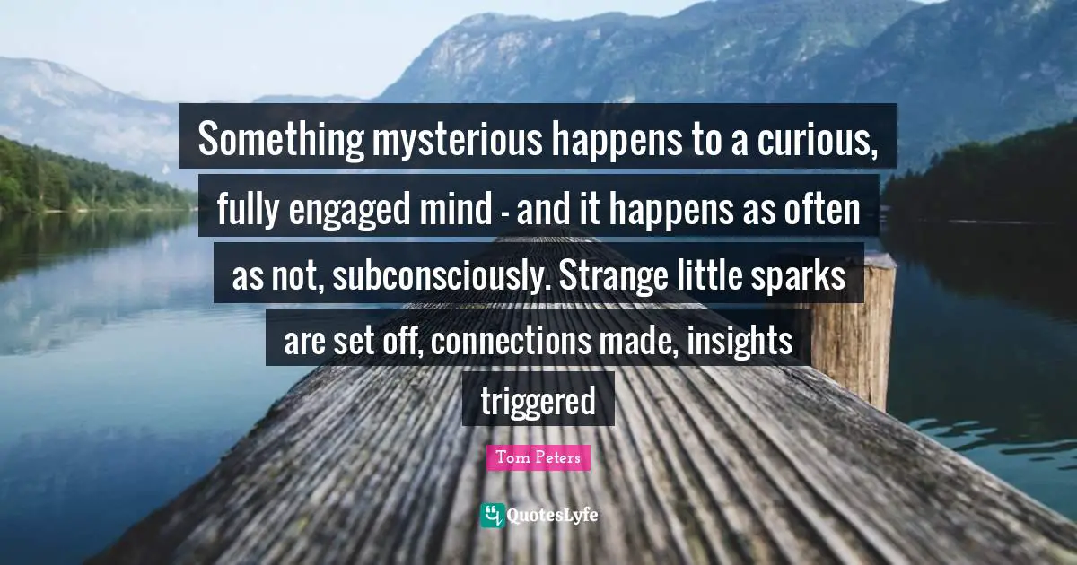 Something mysterious happens to a curious, fully engaged mind - and it happens as often as not, subconsciously. Strange little sparks are set off, connections made, insights triggered