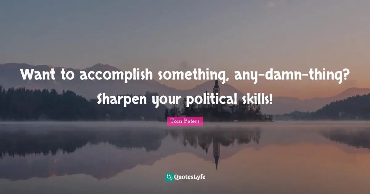 Want to accomplish something, any-damn-thing? Sharpen your political skills!