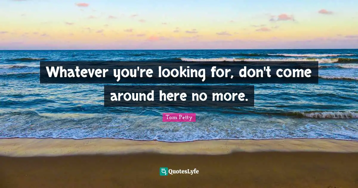 Whatever you're looking for, don't come around here no more.