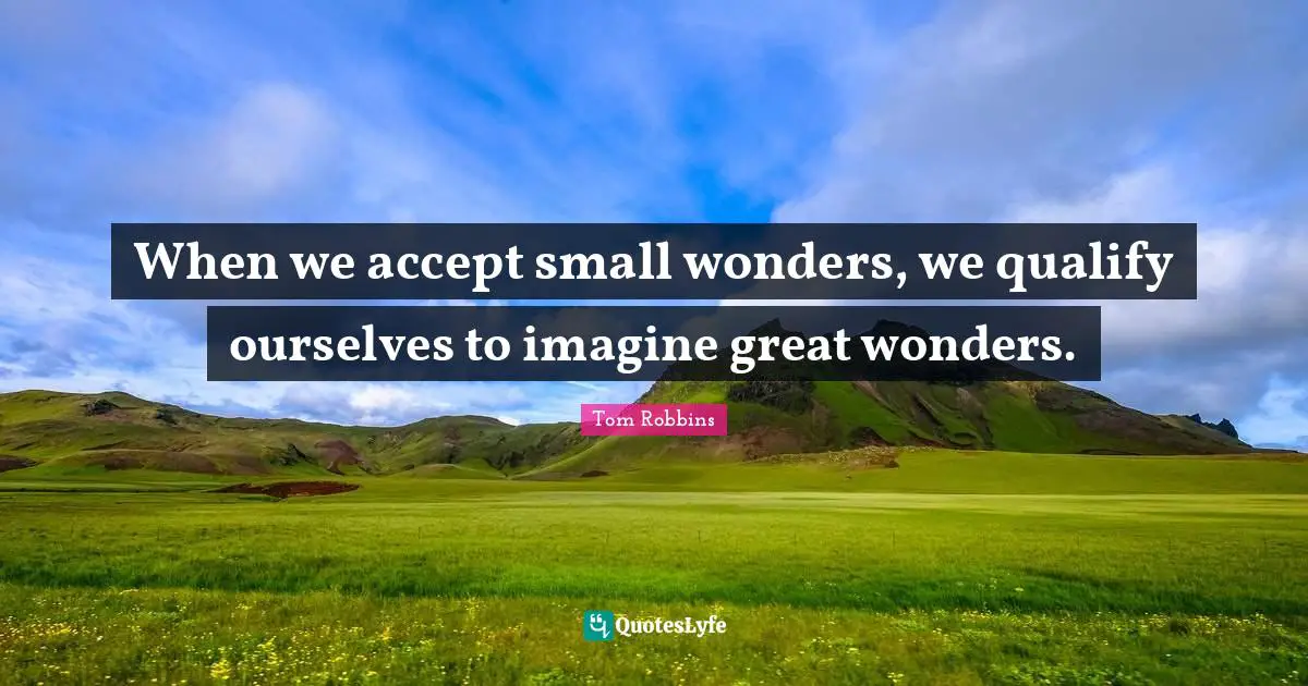 When we accept small wonders, we qualify ourselves to imagine great wonders.