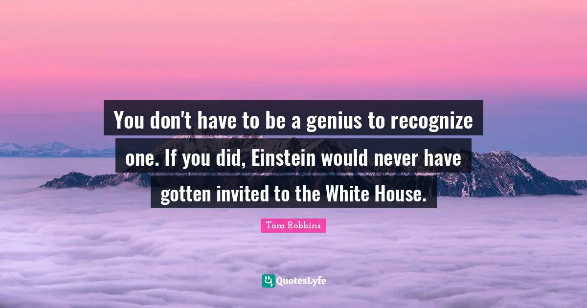 You don't have to be a genius to recognize one. If you did, Einstein would never have gotten invited to the White House.