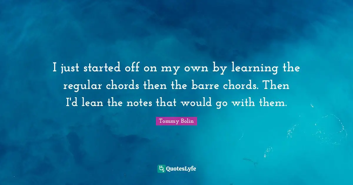 I just started off on my own by learning the regular chords then the barre chords. Then I'd lean the notes that would go with them.