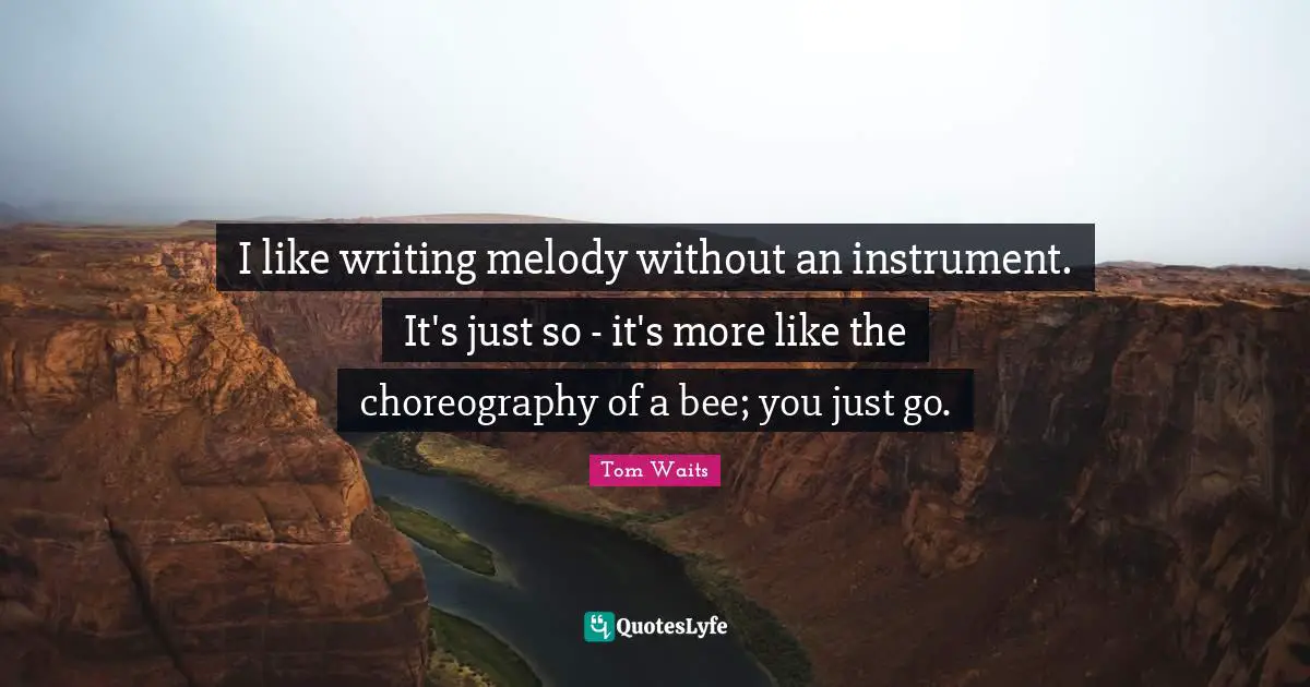 I like writing melody without an instrument. It's just so - it's more like the choreography of a bee; you just go.