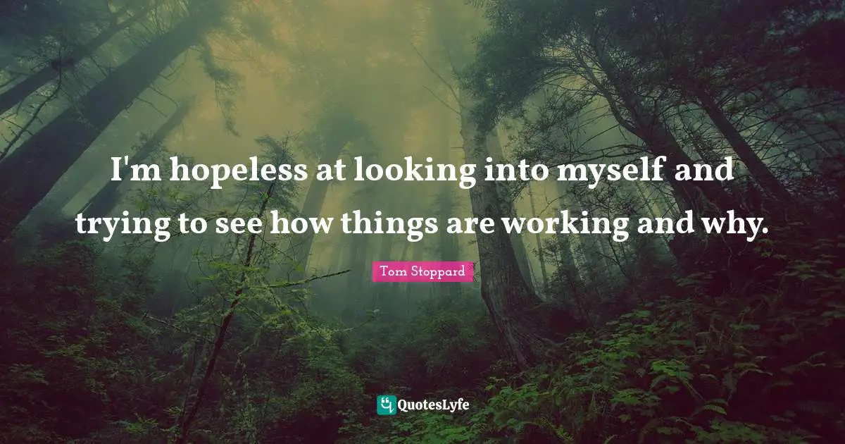 I'm hopeless at looking into myself and trying to see how things are working and why.