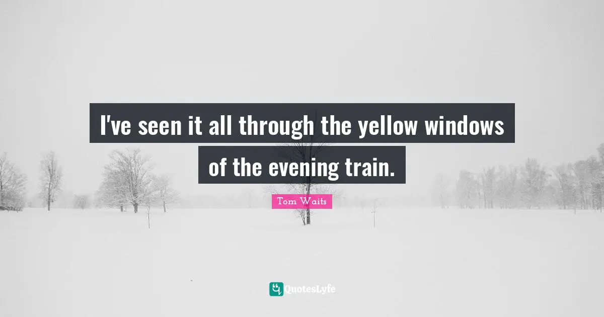 I've seen it all through the yellow windows of the evening train.