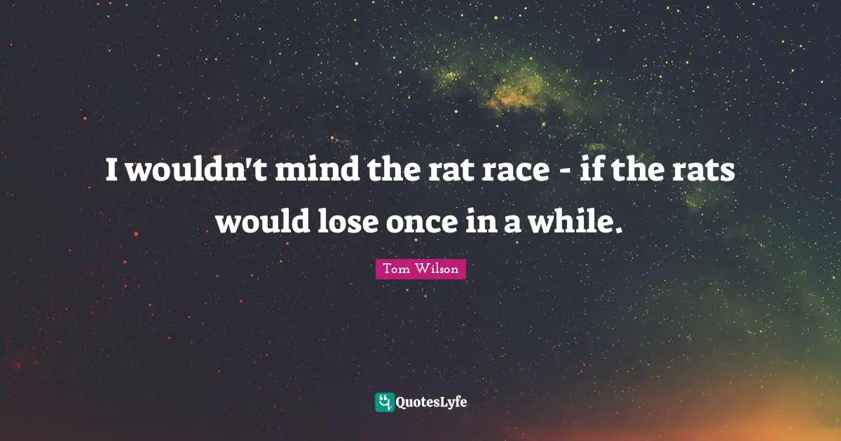 I wouldn't mind the rat race - if the rats would lose once in a while.