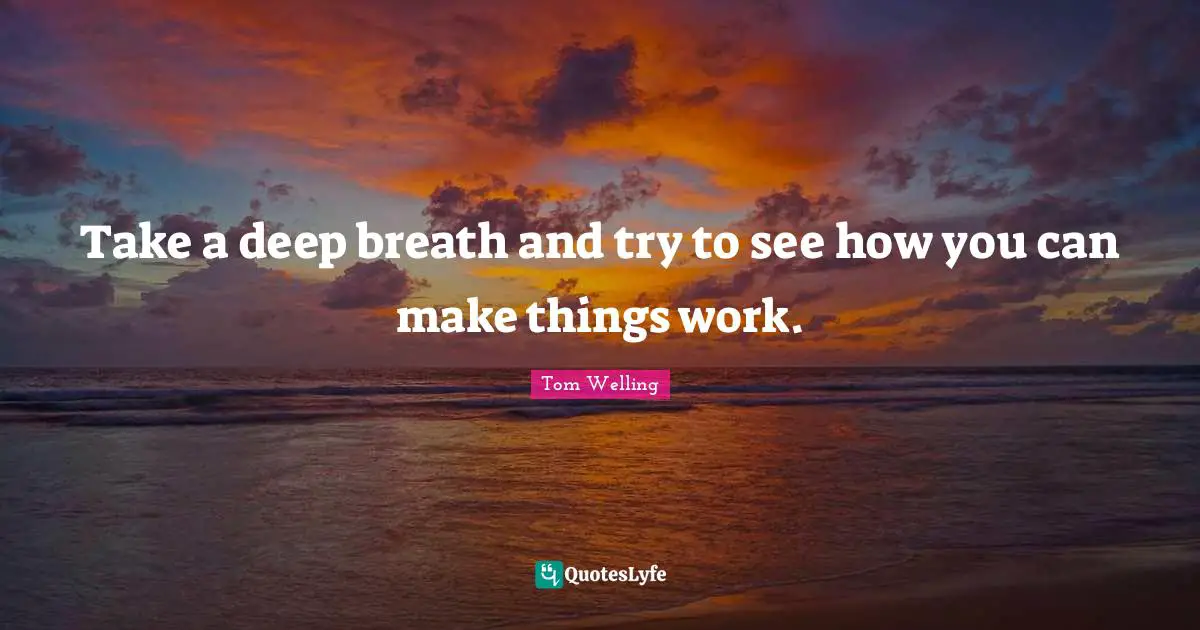 Take a deep breath and try to see how you can make things work.