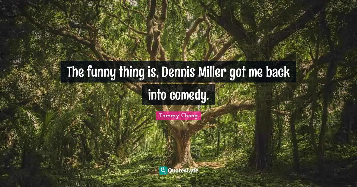 The funny thing is, Dennis Miller got me back into comedy.