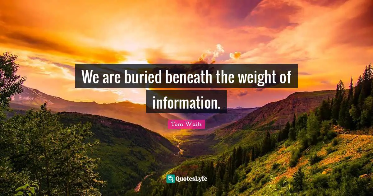 We are buried beneath the weight of information.