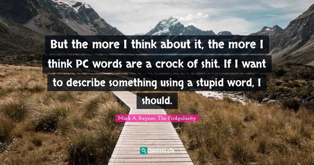 Incorrect Quotes: "But the more I think about it, the more I think PC words are a crock of shit. If I want to describe something using a stupid word, I should."