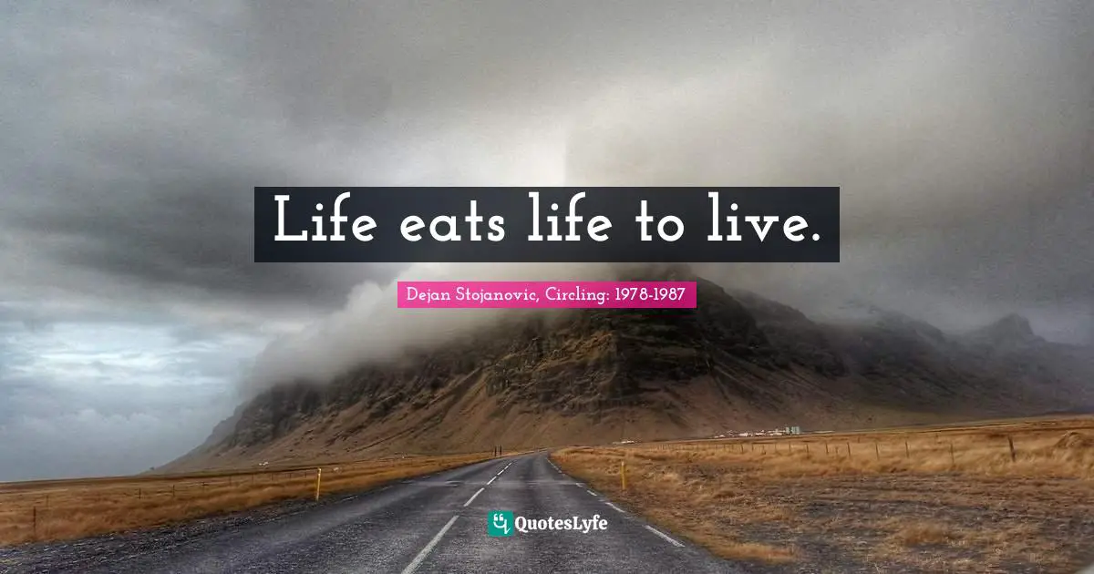 Circling Quotes: "Life eats life to live."