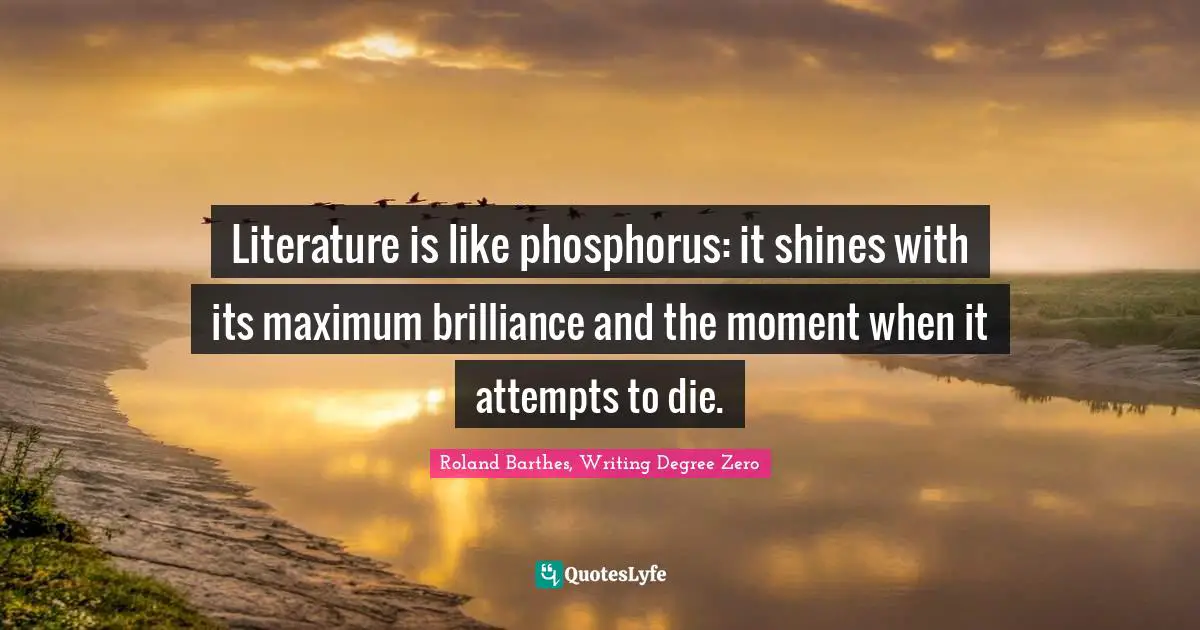 Literature is like phosphorus: it shines with its maximum brilliance and the moment when it attempts to die.