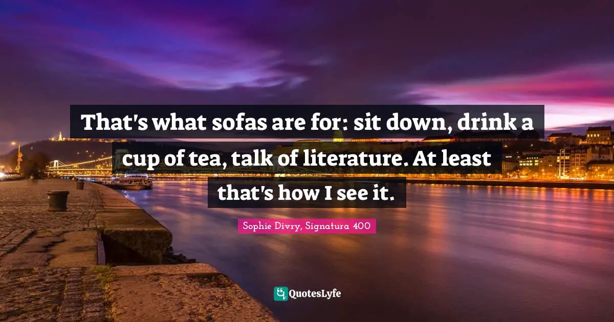 That's what sofas are for: sit down, drink a cup of tea, talk of literature. At least that's how I see it.