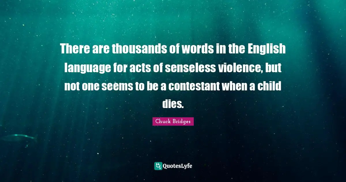 There are thousands of words in the English language for acts of senseless violence, but not one seems to be a contestant when a child dies.
