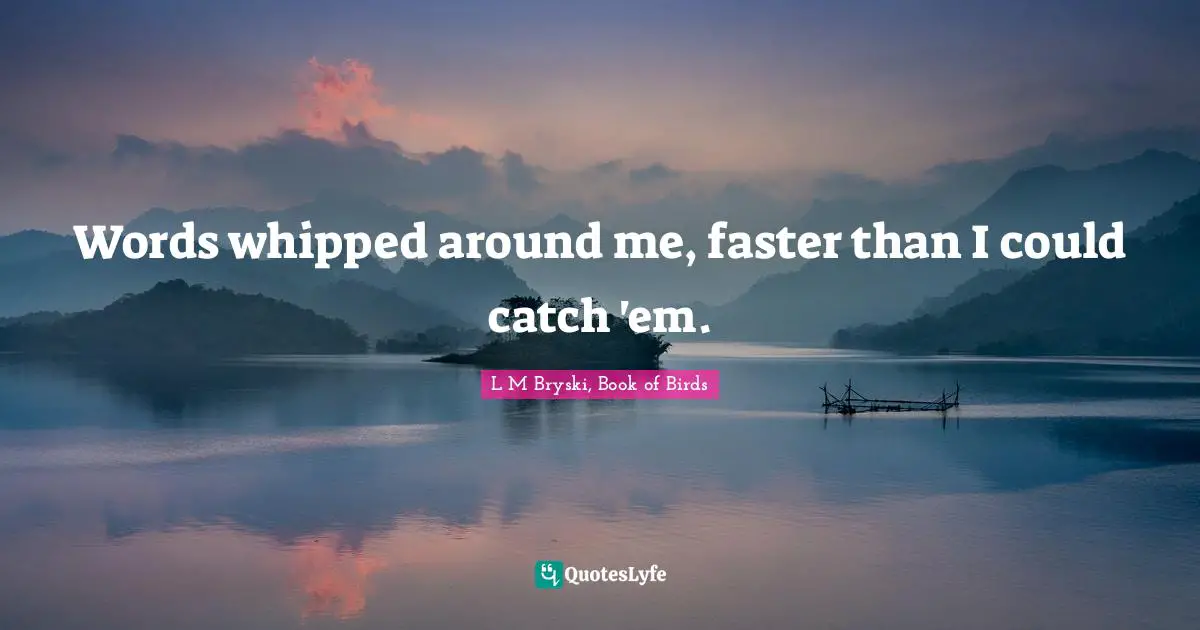 Words whipped around me, faster than I could catch 'em.