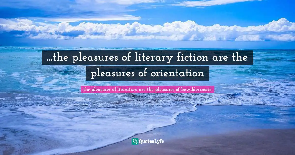 ...the pleasures of literary fiction are the pleasures of orientation